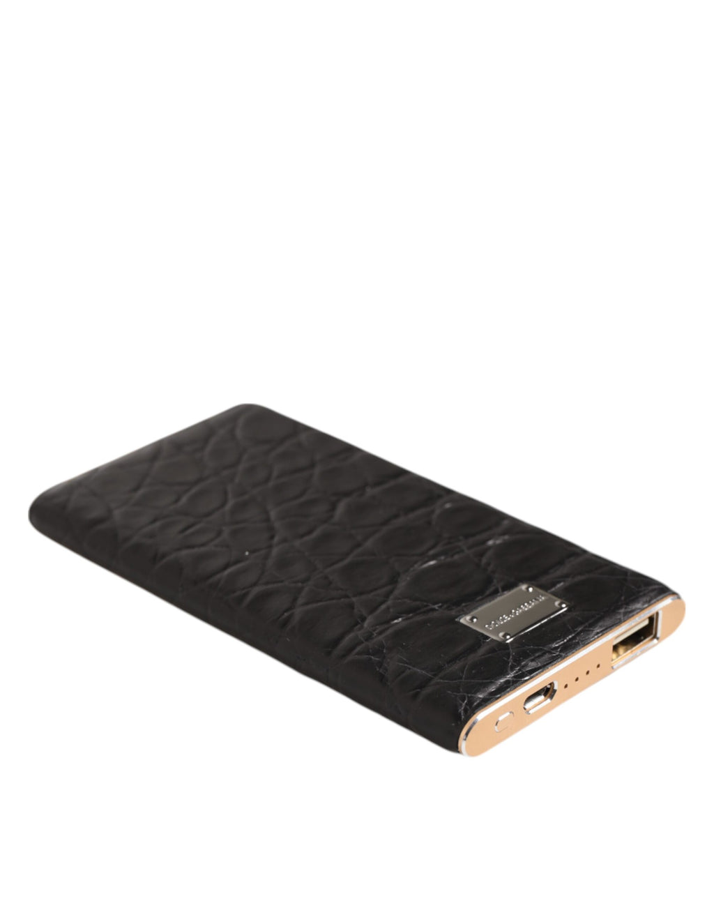 Power Bank caricabatterie USB Dolce & Gabbana in pelle esotica nera con incisione da 3000 mAh