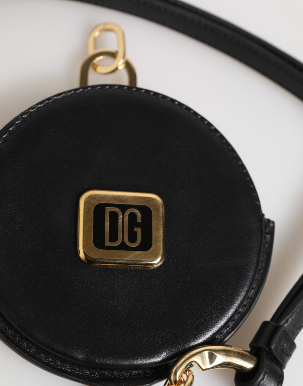 Dolce & Gabbana Portamonete A Tracolla Nero In Pelle Rotondo Con Logo DG