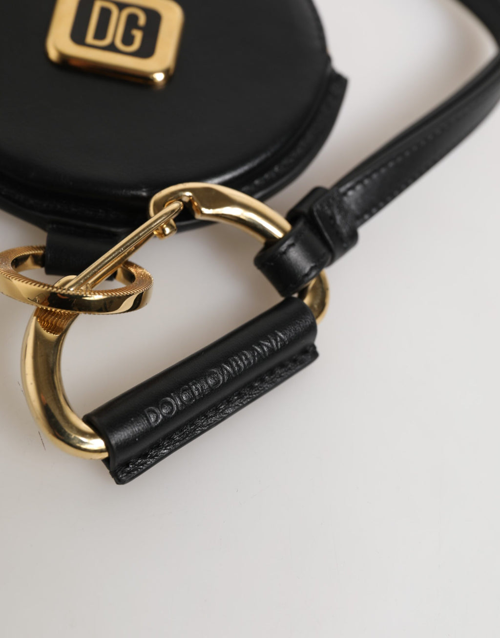 Dolce & Gabbana Portamonete A Tracolla Nero In Pelle Rotondo Con Logo DG