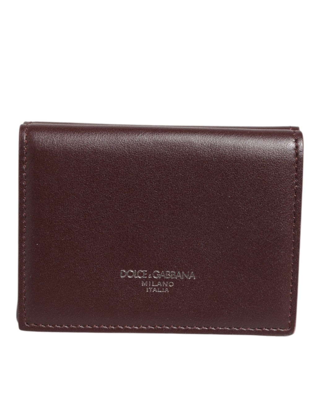Dolce & Gabbana Portacarte Uomo Trifold in Pelle con Logo Goffrato Marrone Scuro