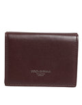Dolce & Gabbana Portacarte Uomo Trifold in Pelle con Logo Goffrato Marrone Scuro