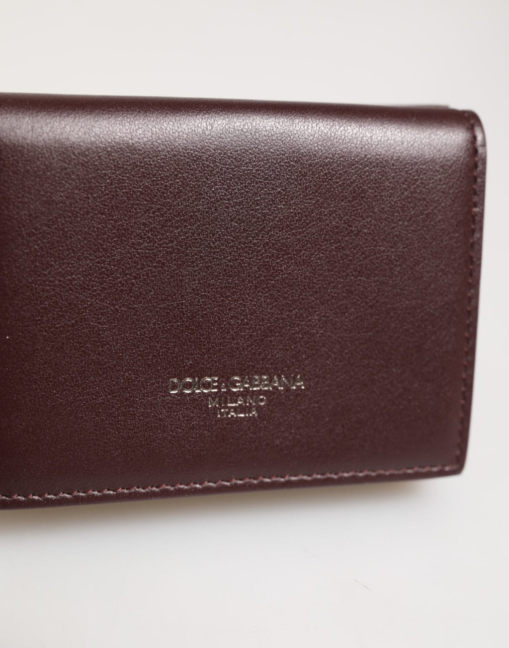 Dolce & Gabbana Portacarte Uomo Trifold in Pelle con Logo Goffrato Marrone Scuro