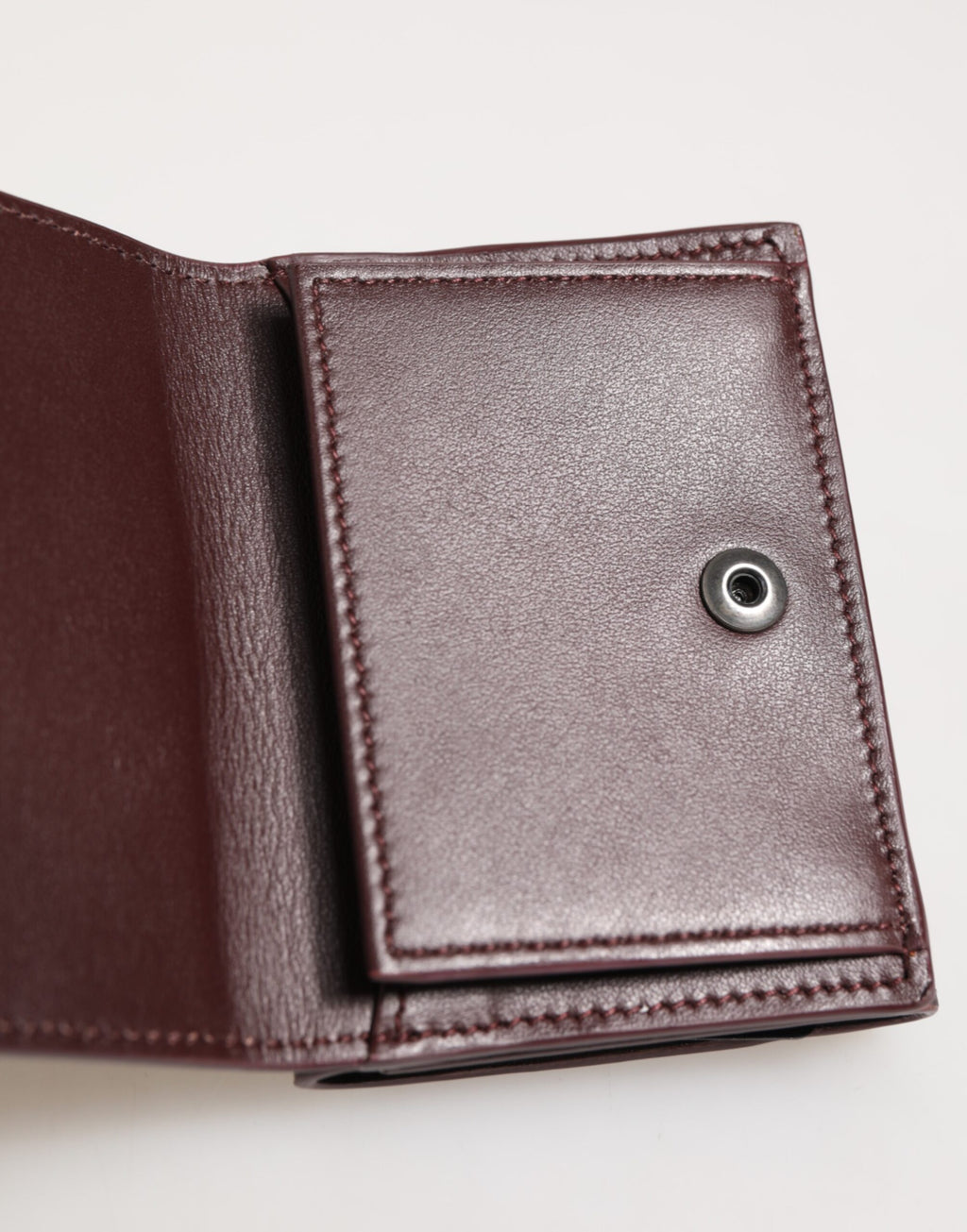 Dolce & Gabbana Portacarte Uomo Trifold in Pelle con Logo Goffrato Marrone Scuro