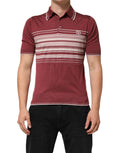 T-shirt Polo Dolce & Gabbana In Cotone Bordeaux A Righe Con Logo DG