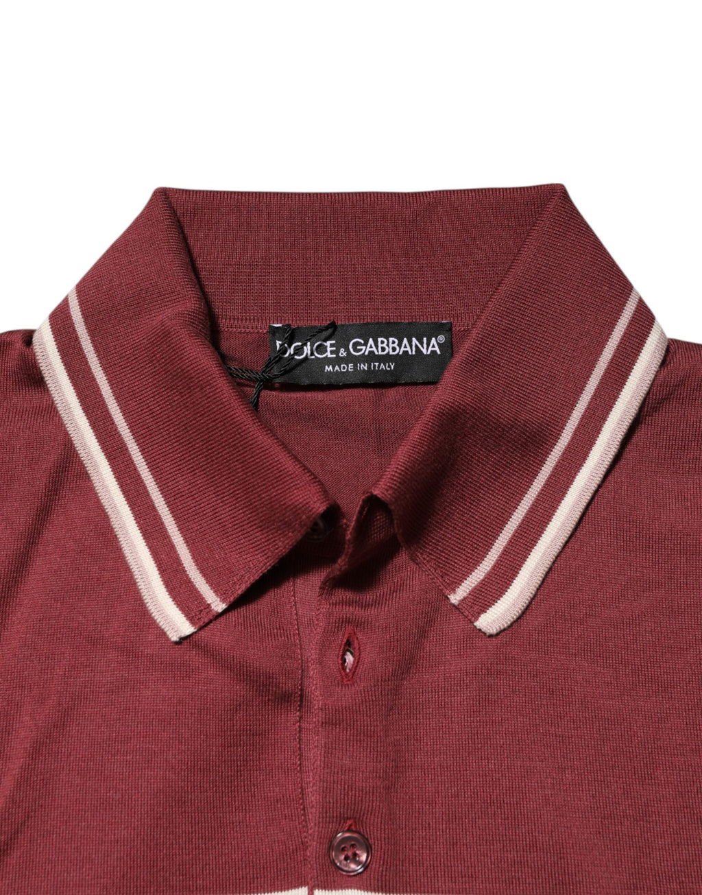 T-shirt Polo Dolce & Gabbana In Cotone Bordeaux A Righe Con Logo DG