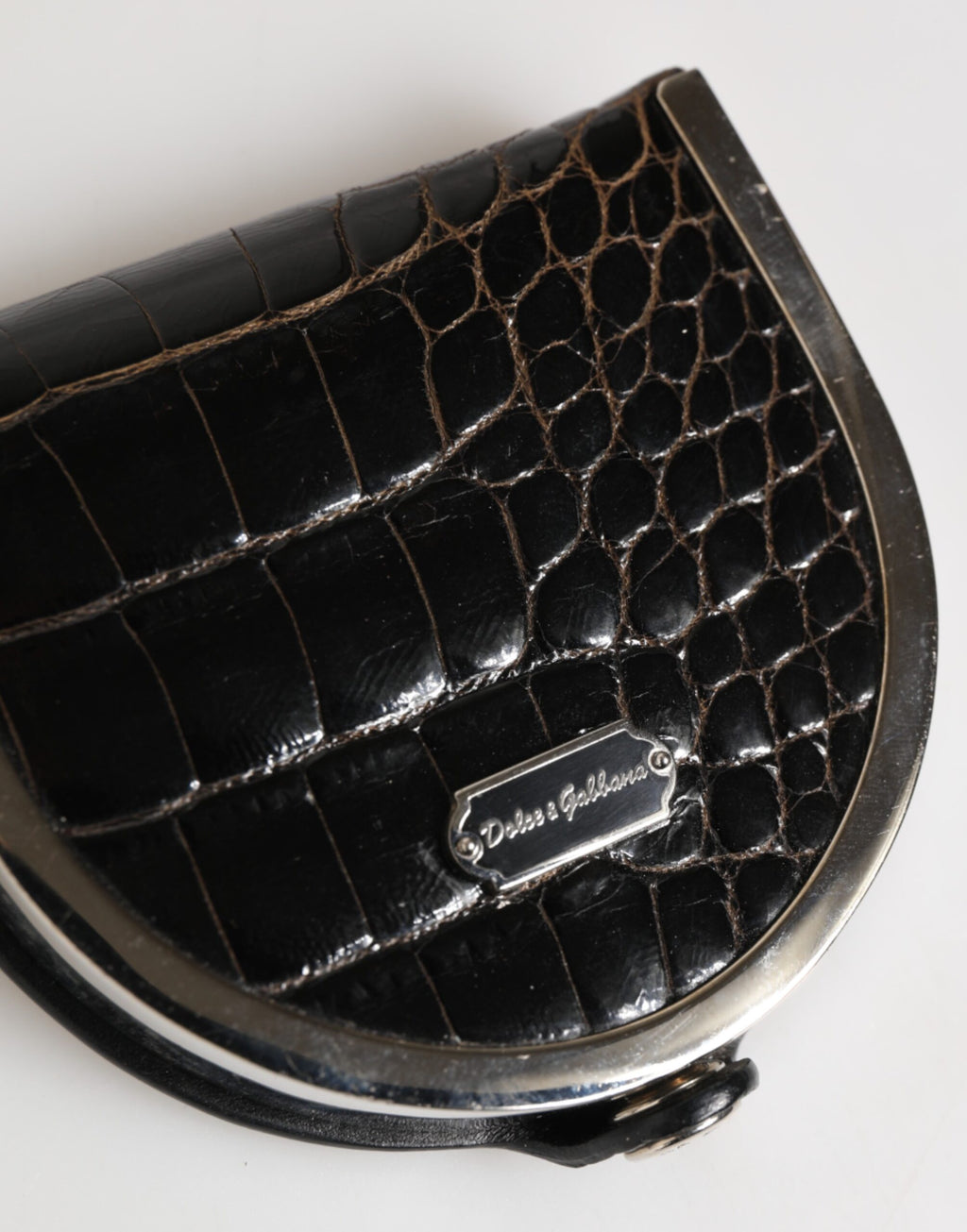 Portamonete da uomo Dolce & Gabbana in pelle di coccodrillo lucida nera