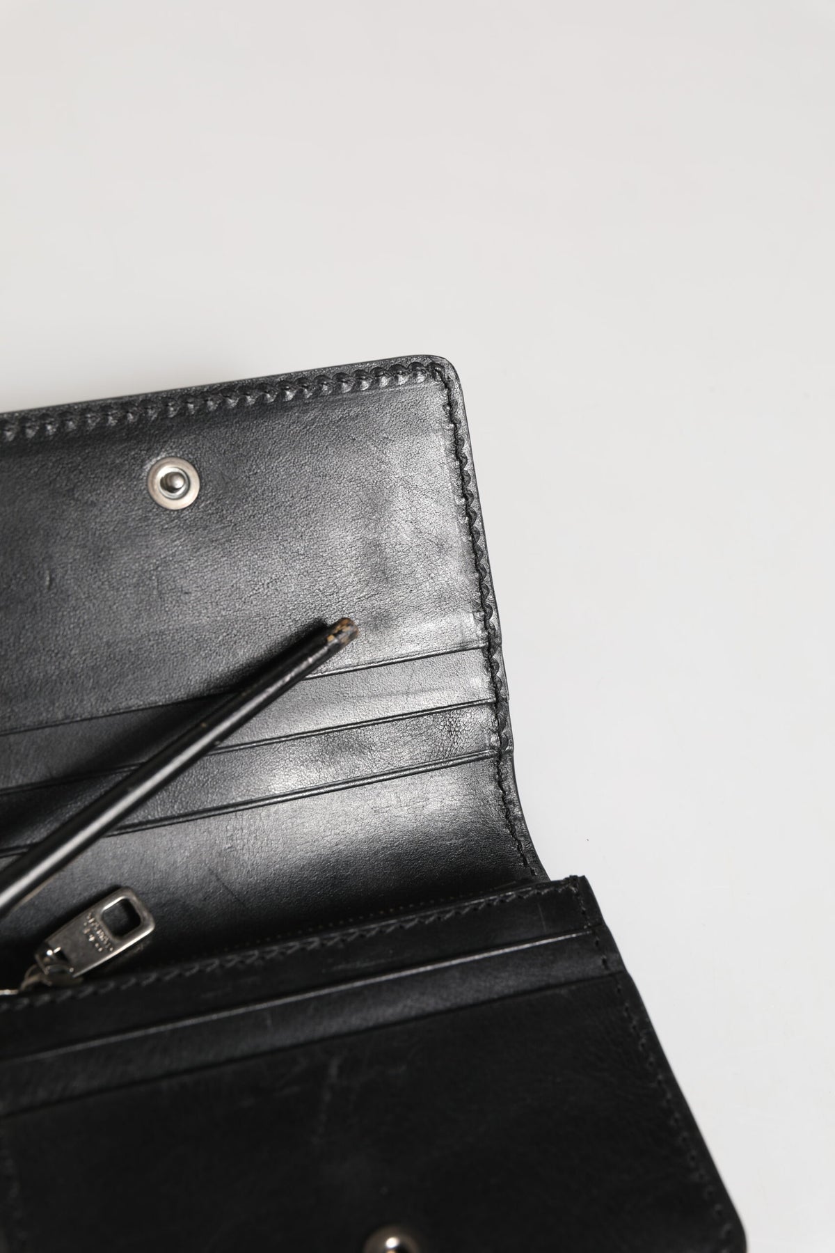 Dolce & Gabbana Black Leather Bifold Card Holder Mens Coin Purse Key Clip Wallet