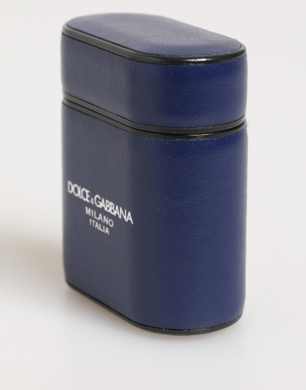 Custodia Dolce & Gabbana in pelle blu con logo stampato per Airpods da uomo
