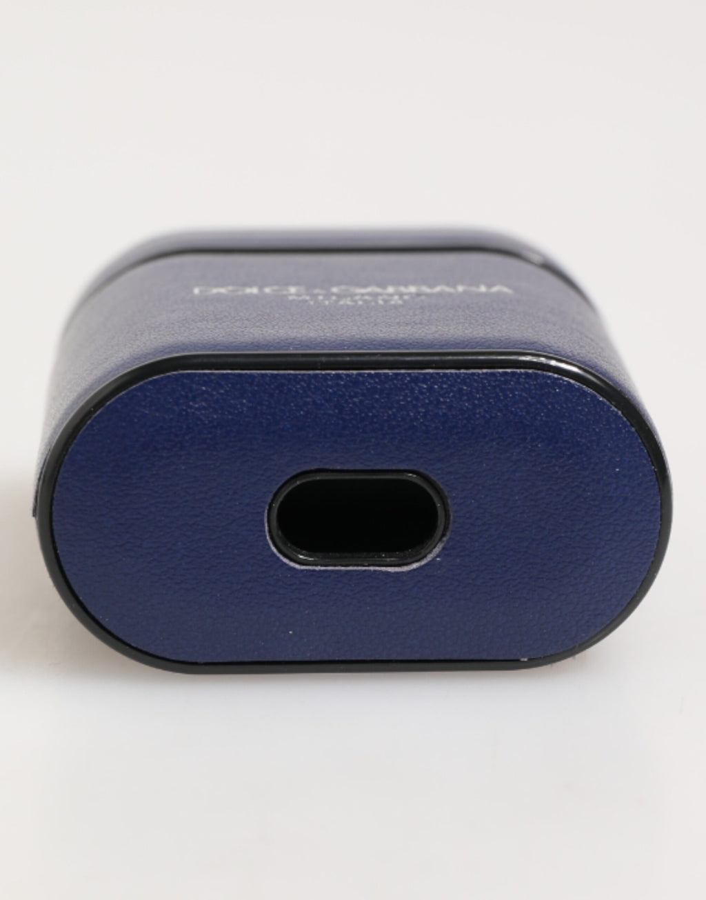 Custodia Dolce & Gabbana in pelle blu con logo stampato per Airpods da uomo