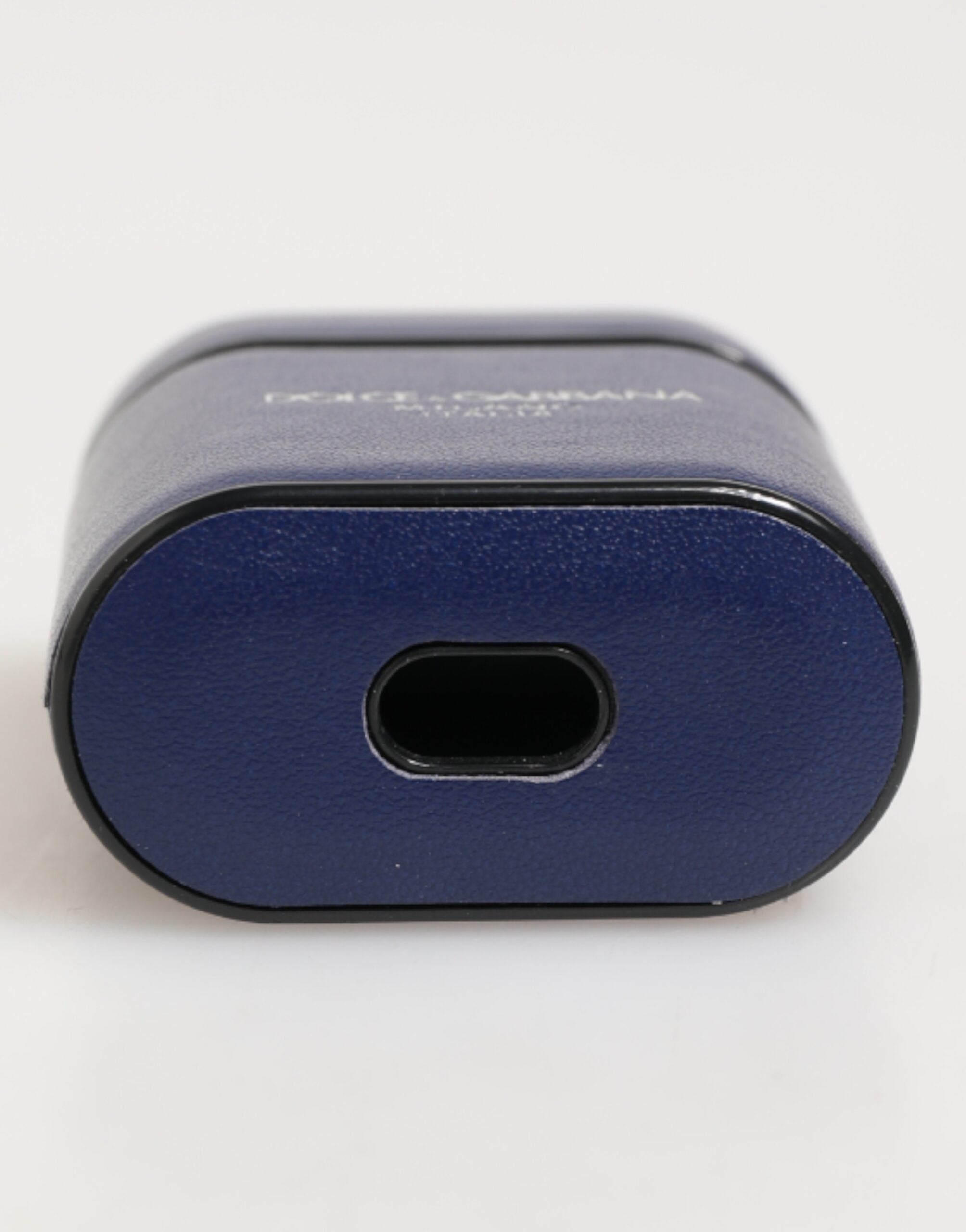 Custodia Dolce & Gabbana in pelle blu con logo stampato per Airpods da uomo