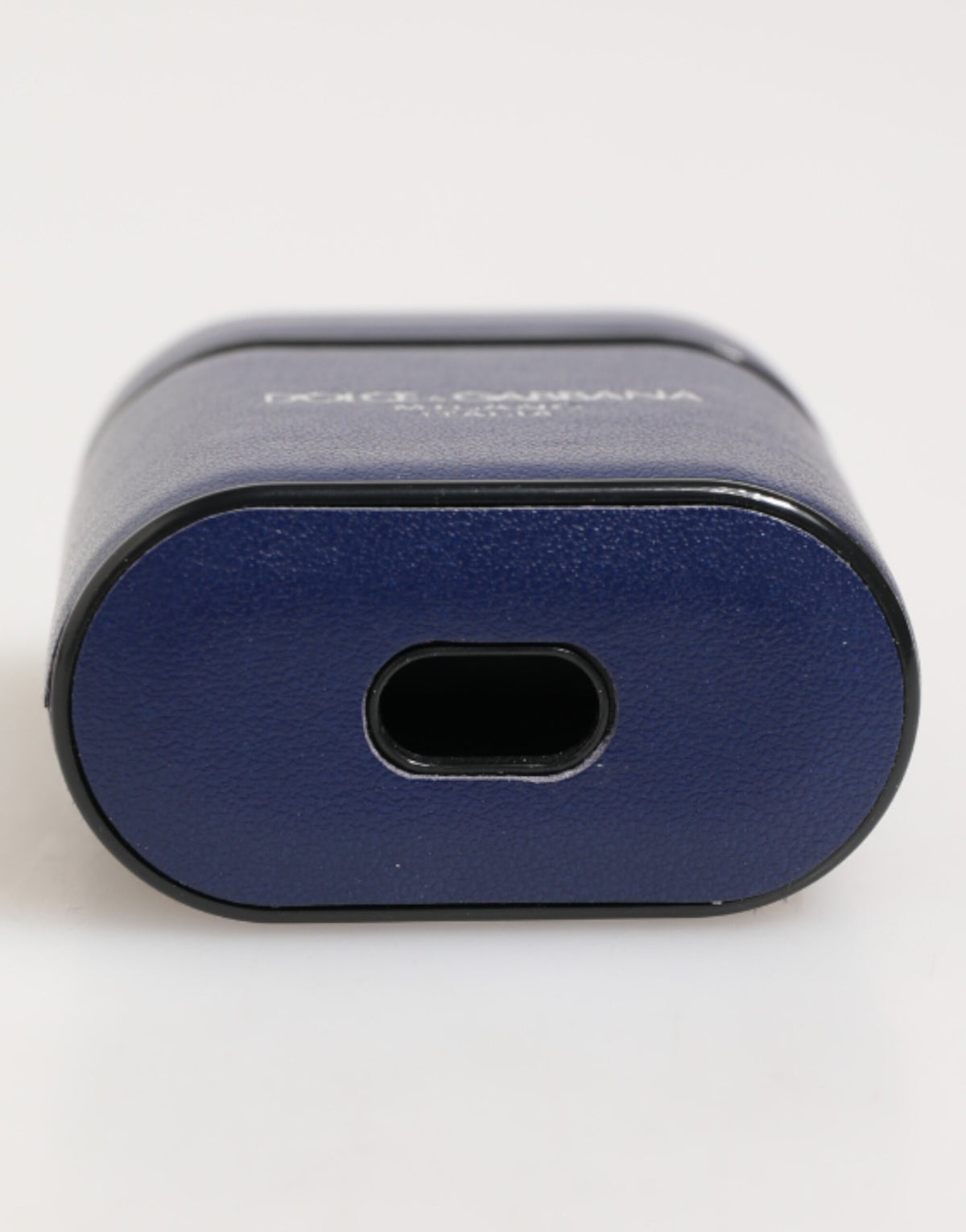 Custodia Dolce & Gabbana in pelle blu con logo stampato per Airpods da uomo
