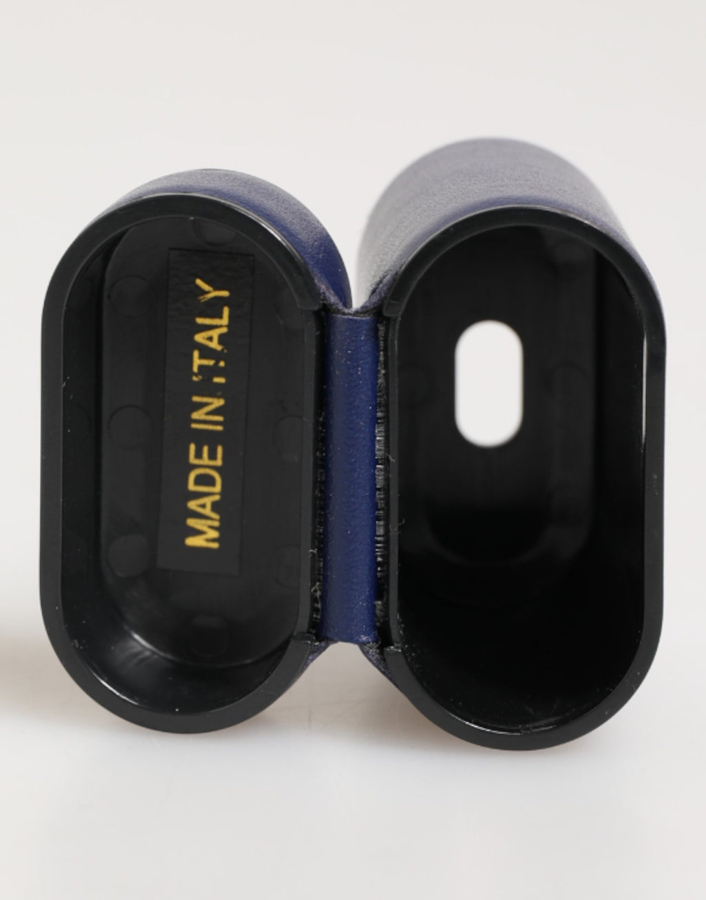 Custodia Dolce & Gabbana in pelle blu con logo stampato per Airpods da uomo