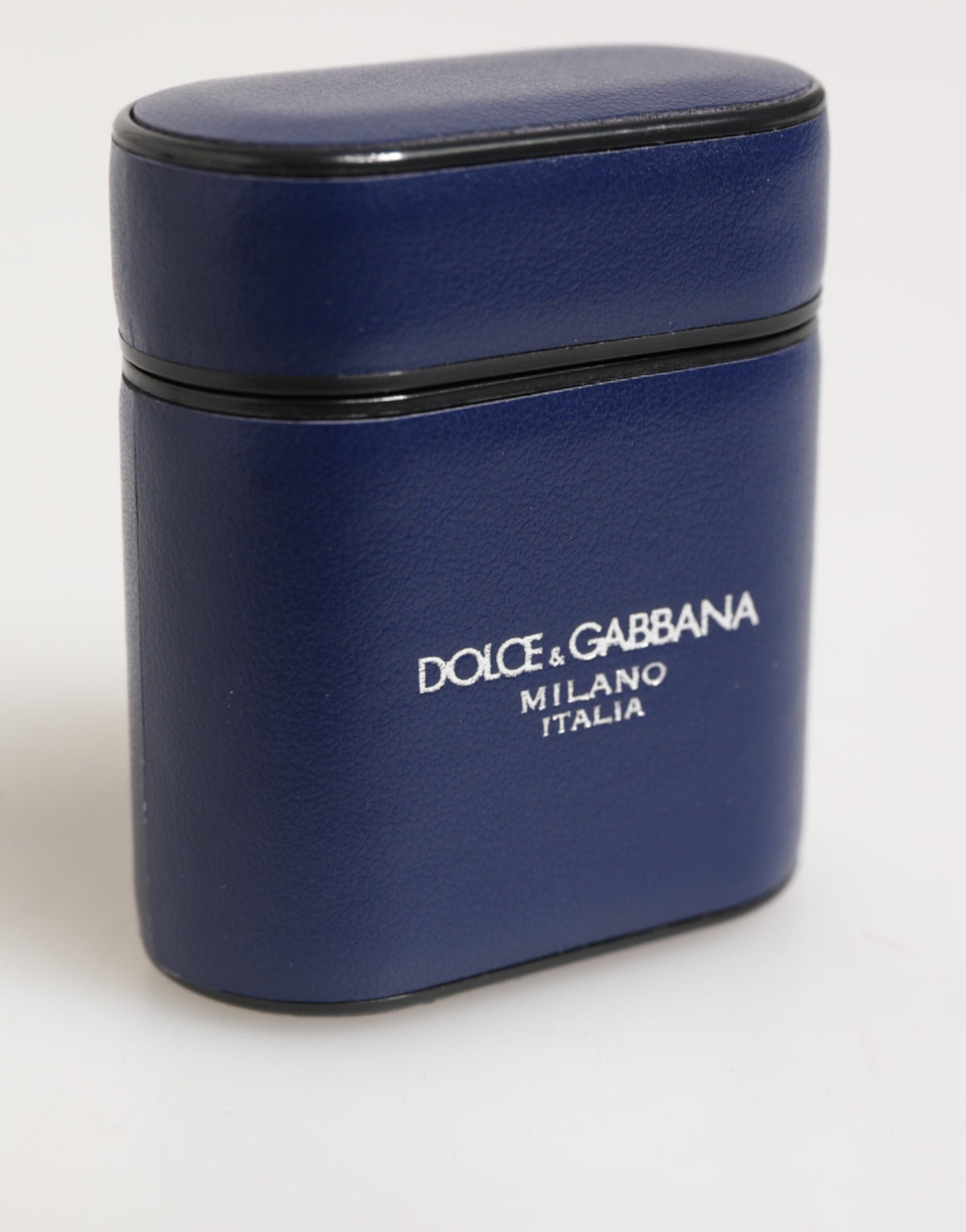 Custodia Dolce & Gabbana in pelle blu con logo stampato per Airpods da uomo