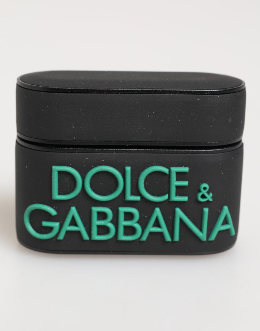 Custodia per Airpods Dolce & Gabbana Nera Menta in Gomma con Logo in Rilievo