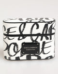 Dolce & Gabbana Custodia Nera Bianca in Pelle con Stampa Monogramma Logo per Airpods