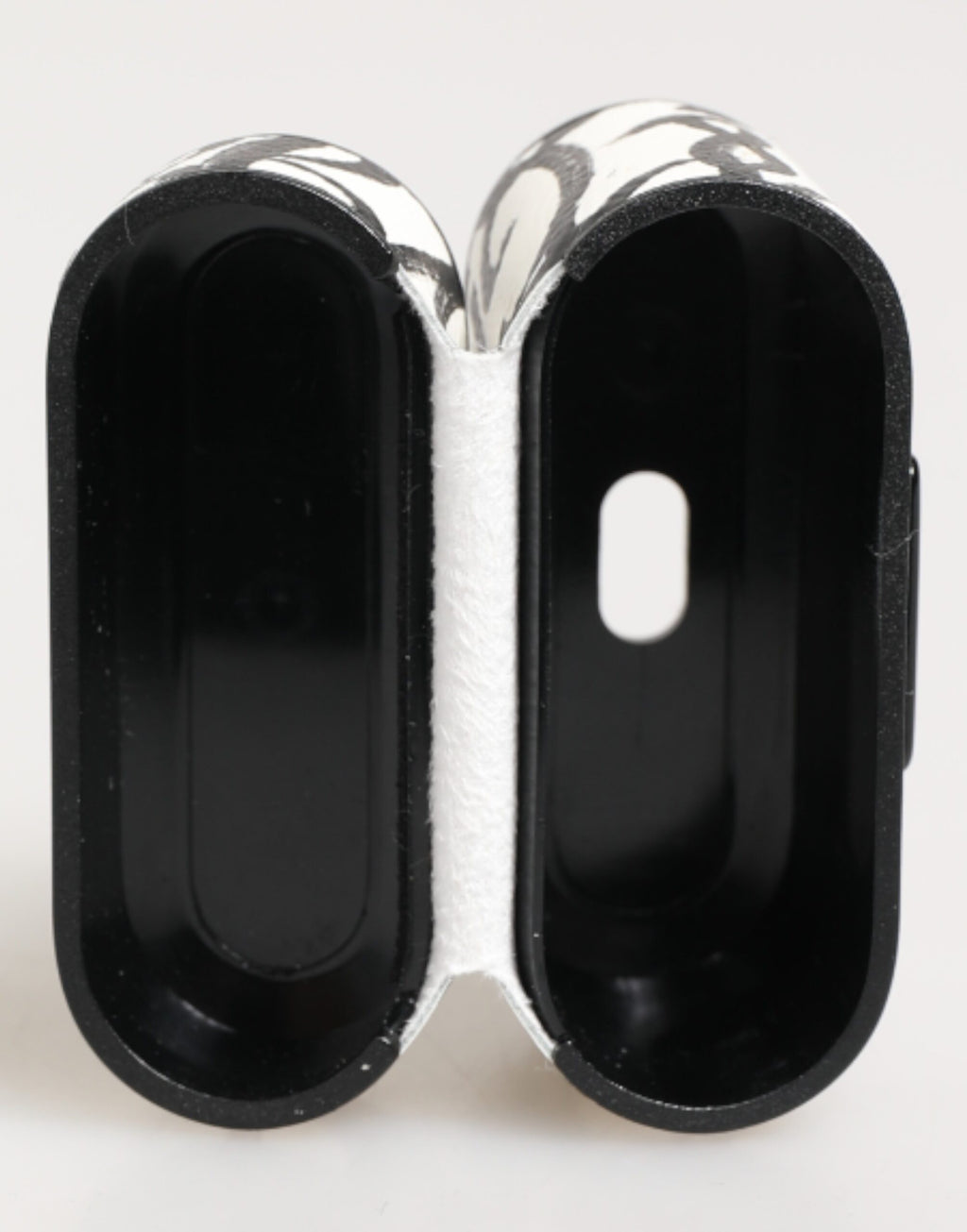 Dolce & Gabbana Custodia Nera Bianca in Pelle con Stampa Monogramma Logo per Airpods