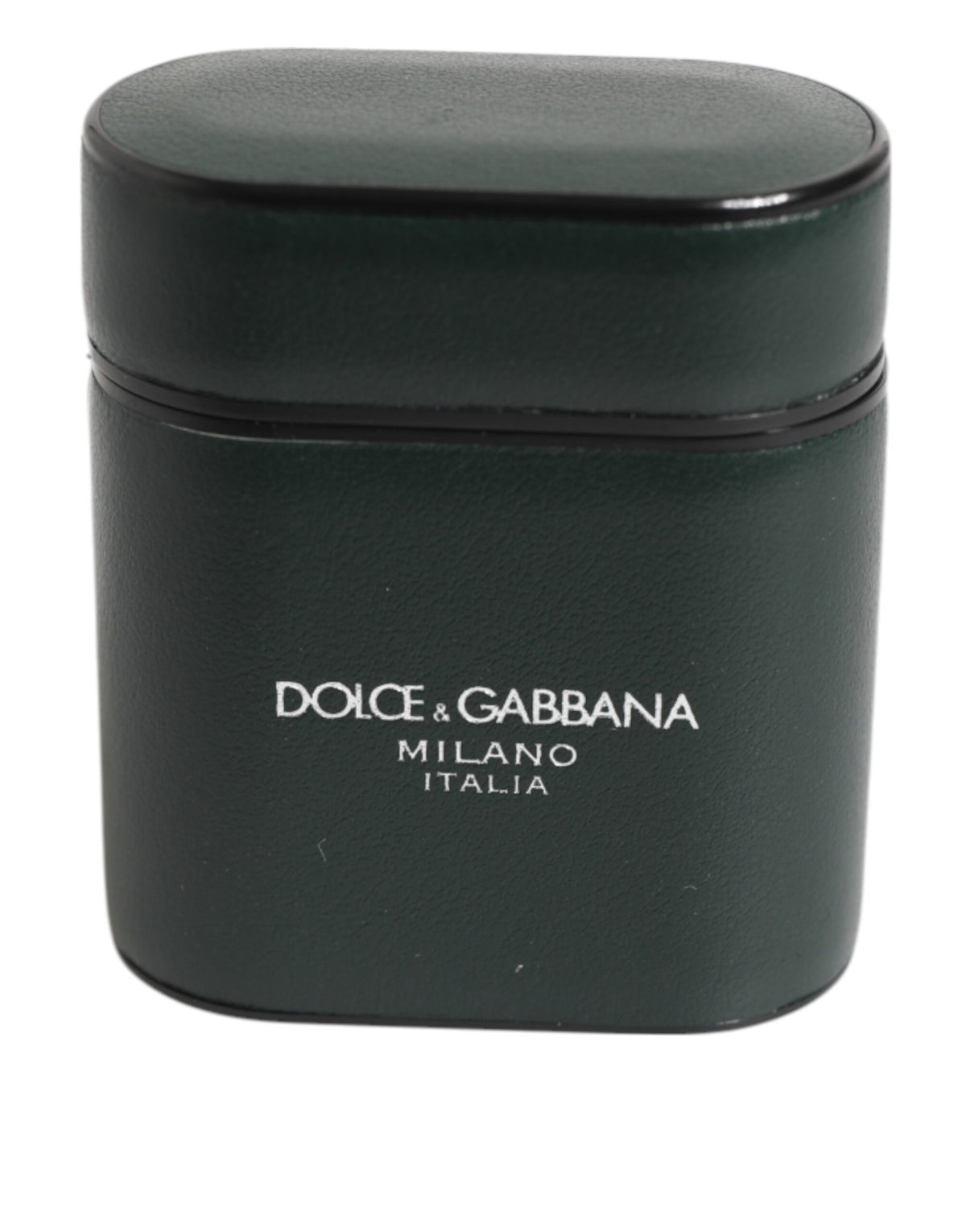 Custodia per Airpods Dolce & Gabbana in pelle di vitello verde militare con logo e patta