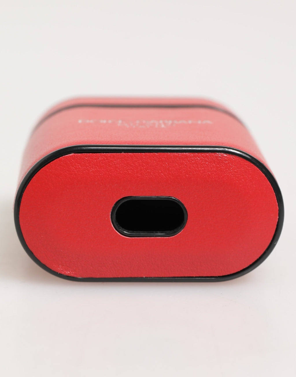 Dolce & Gabbana Red White Calfskin Leather Logo Flip Holder Airpods Case