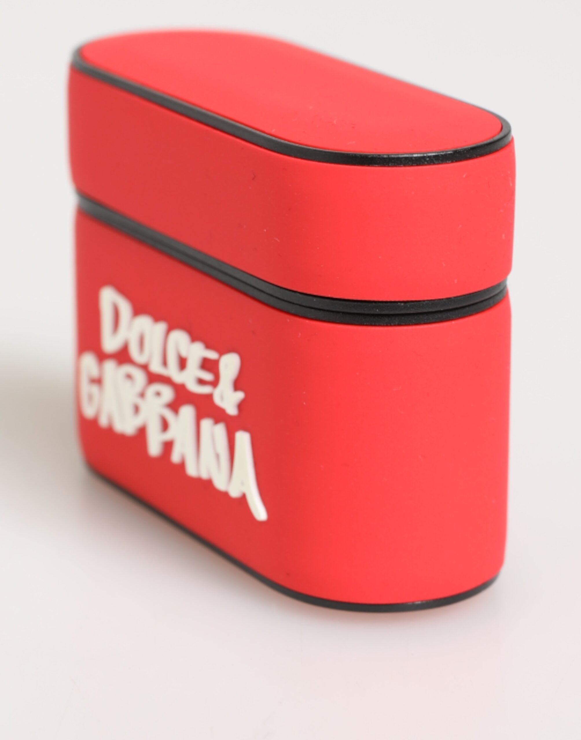 Dolce & Gabbana Custodia per Airpods da Uomo in PVC Rosso Goffrato Logo DG