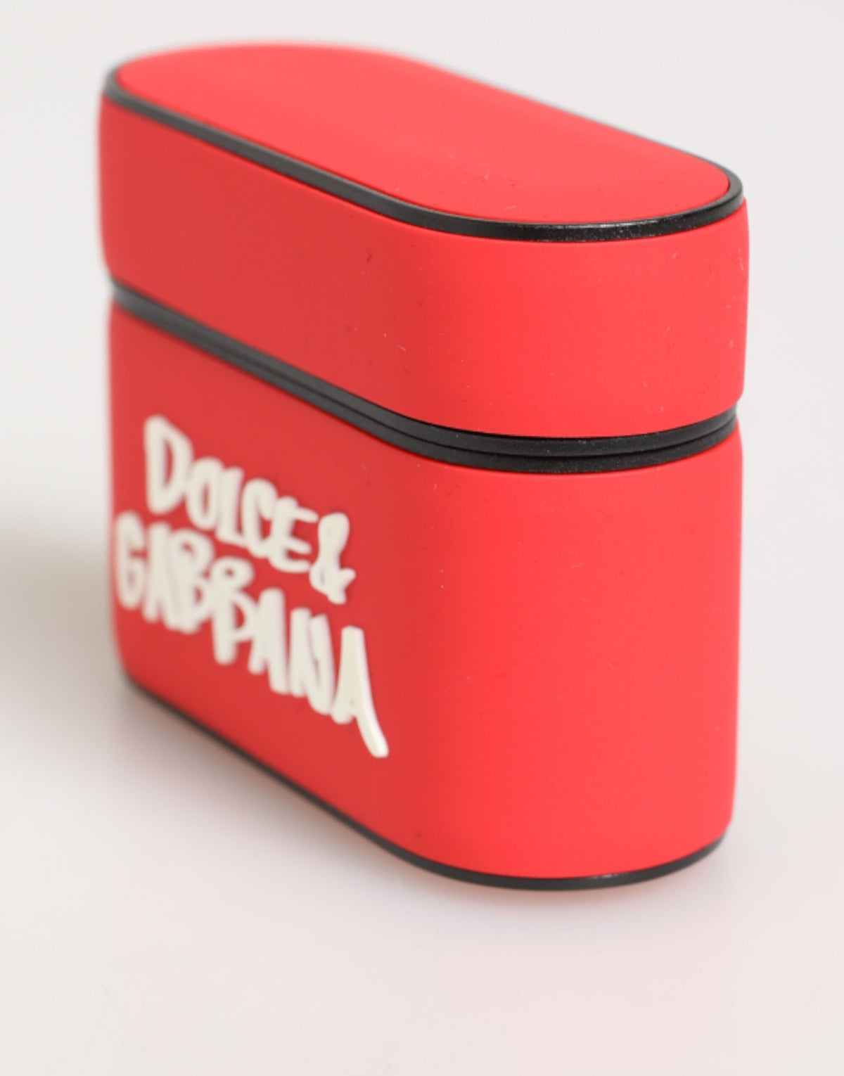Dolce & Gabbana Custodia per Airpods da Uomo in PVC Rosso Goffrato Logo DG