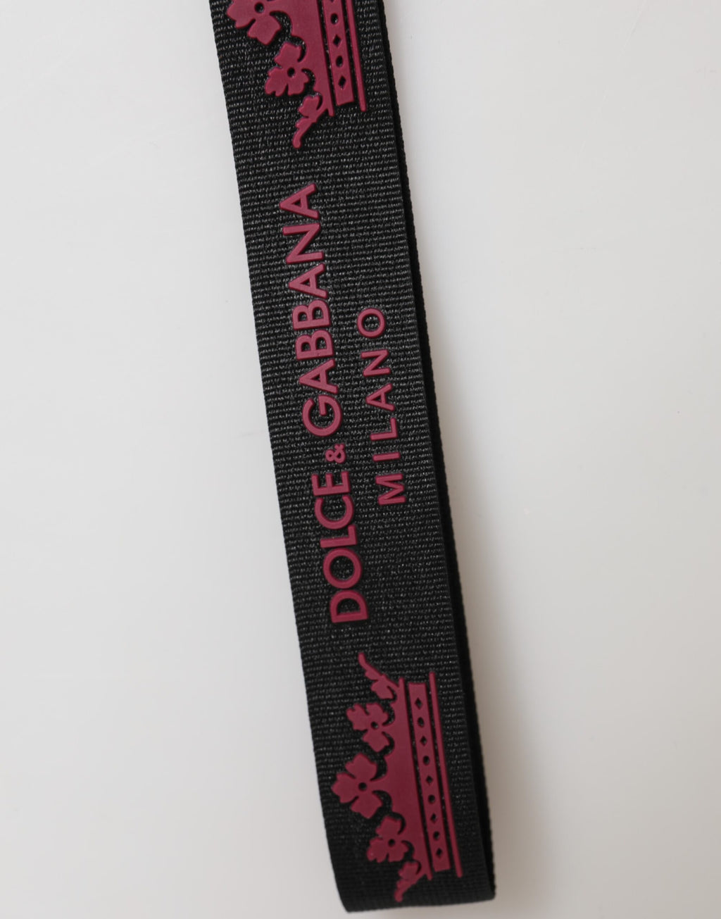 Portachiavi Dolce & Gabbana in nylon nero bordeaux con logo DG e corona