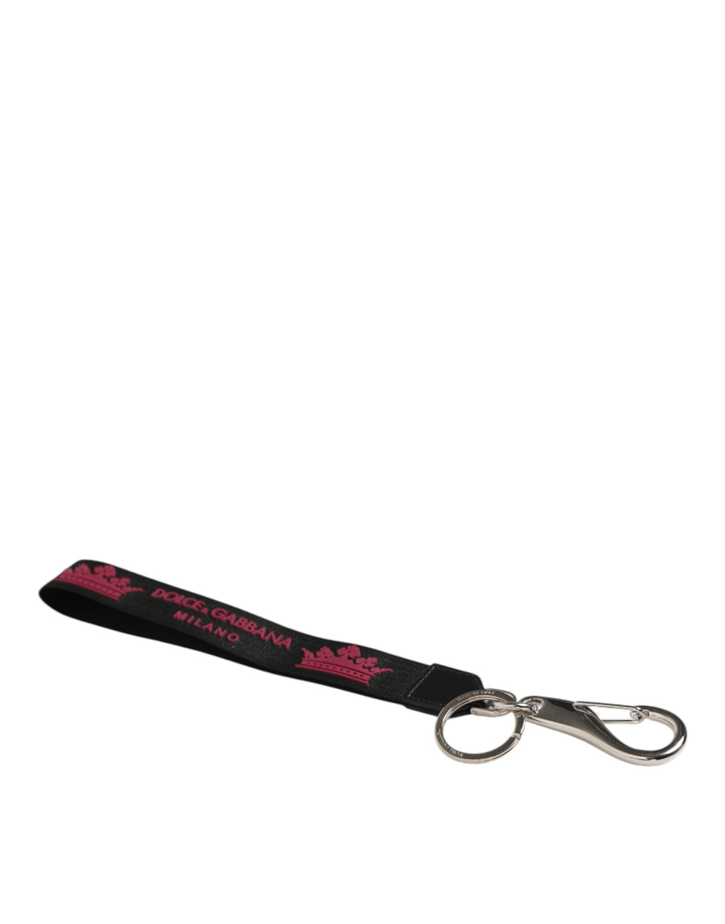 Portachiavi Dolce & Gabbana in nylon nero bordeaux con logo DG e corona