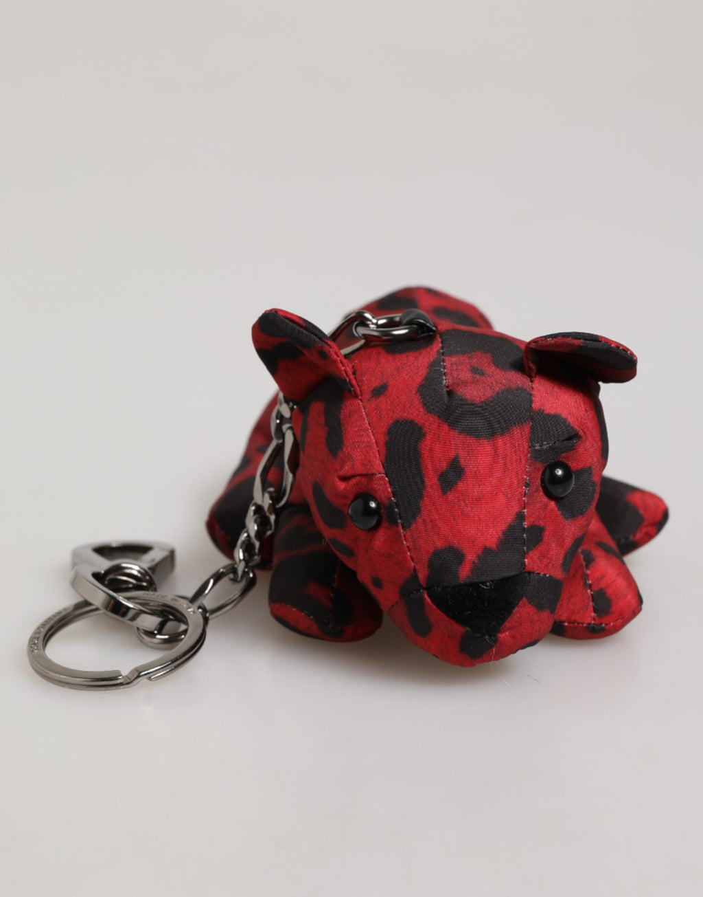 Dolce & Gabbana Portachiavi/Ciondolo da borsa in poliestere rosso e nero a forma di silhouette animale