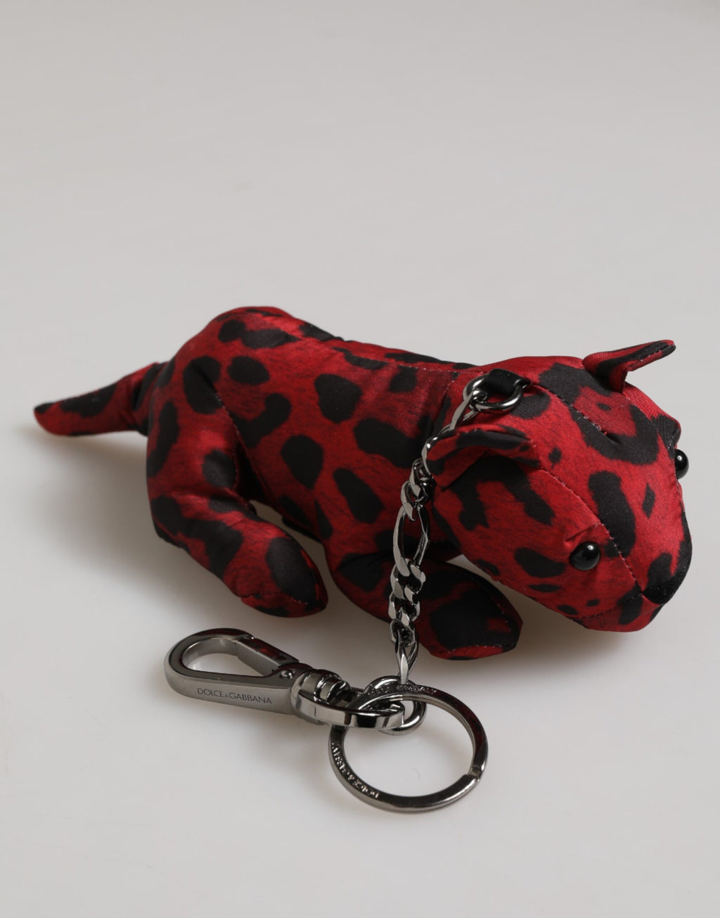 Dolce & Gabbana Portachiavi/Ciondolo da borsa in poliestere rosso e nero a forma di silhouette animale