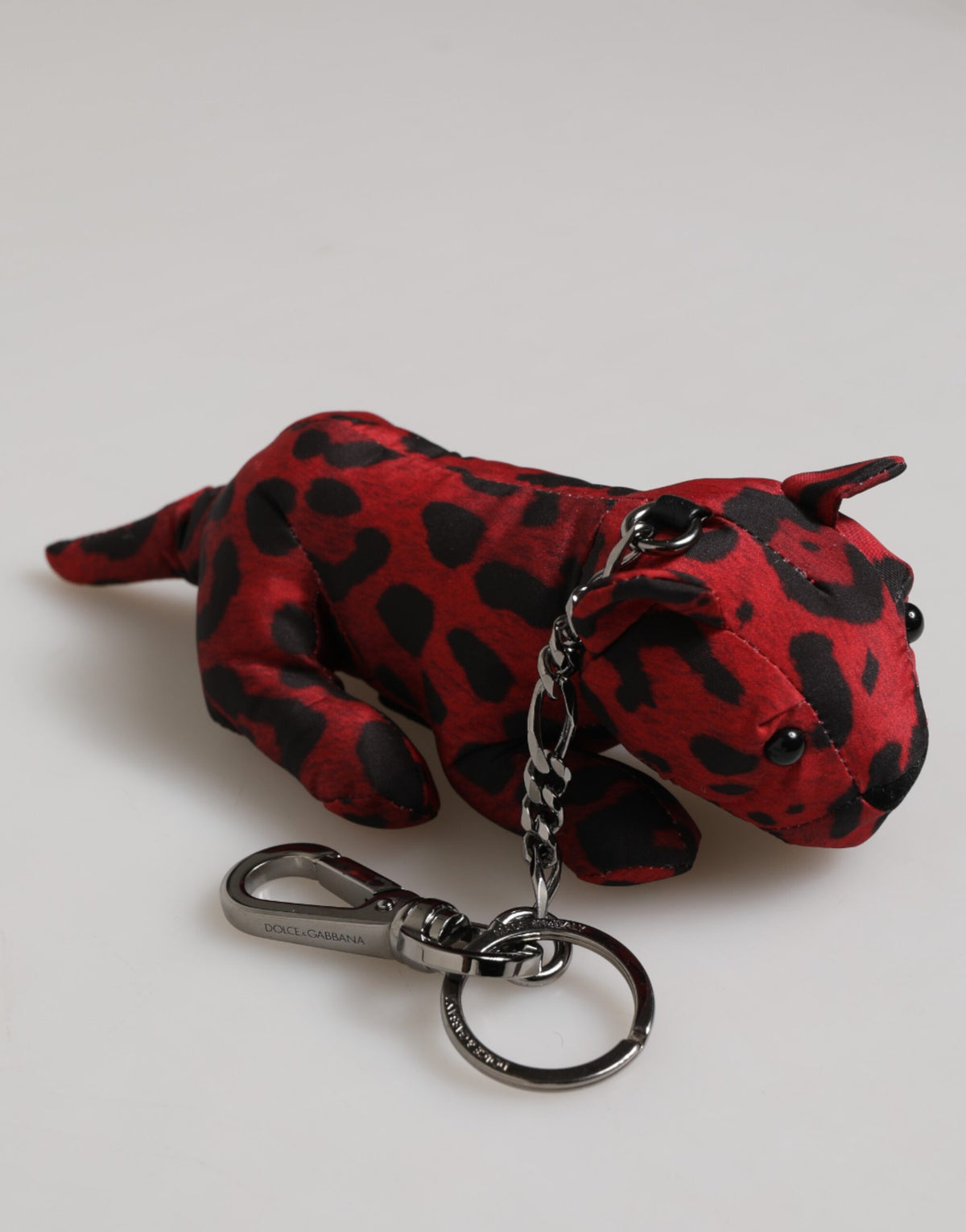 Dolce & Gabbana Portachiavi/Ciondolo da borsa in poliestere rosso e nero a forma di silhouette animale