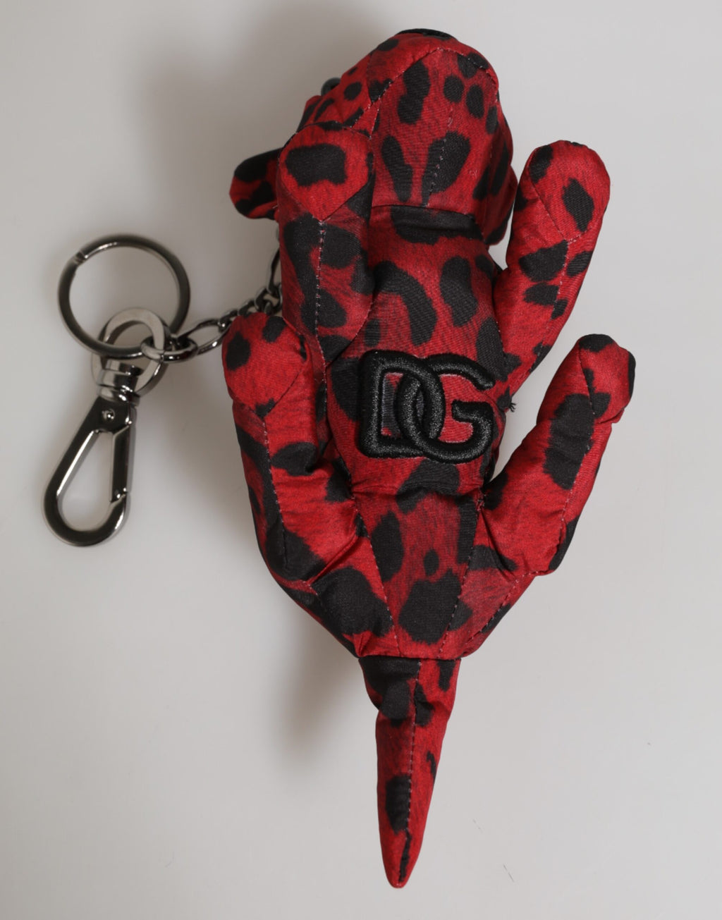 Dolce & Gabbana Portachiavi/Ciondolo da borsa in poliestere rosso e nero a forma di silhouette animale