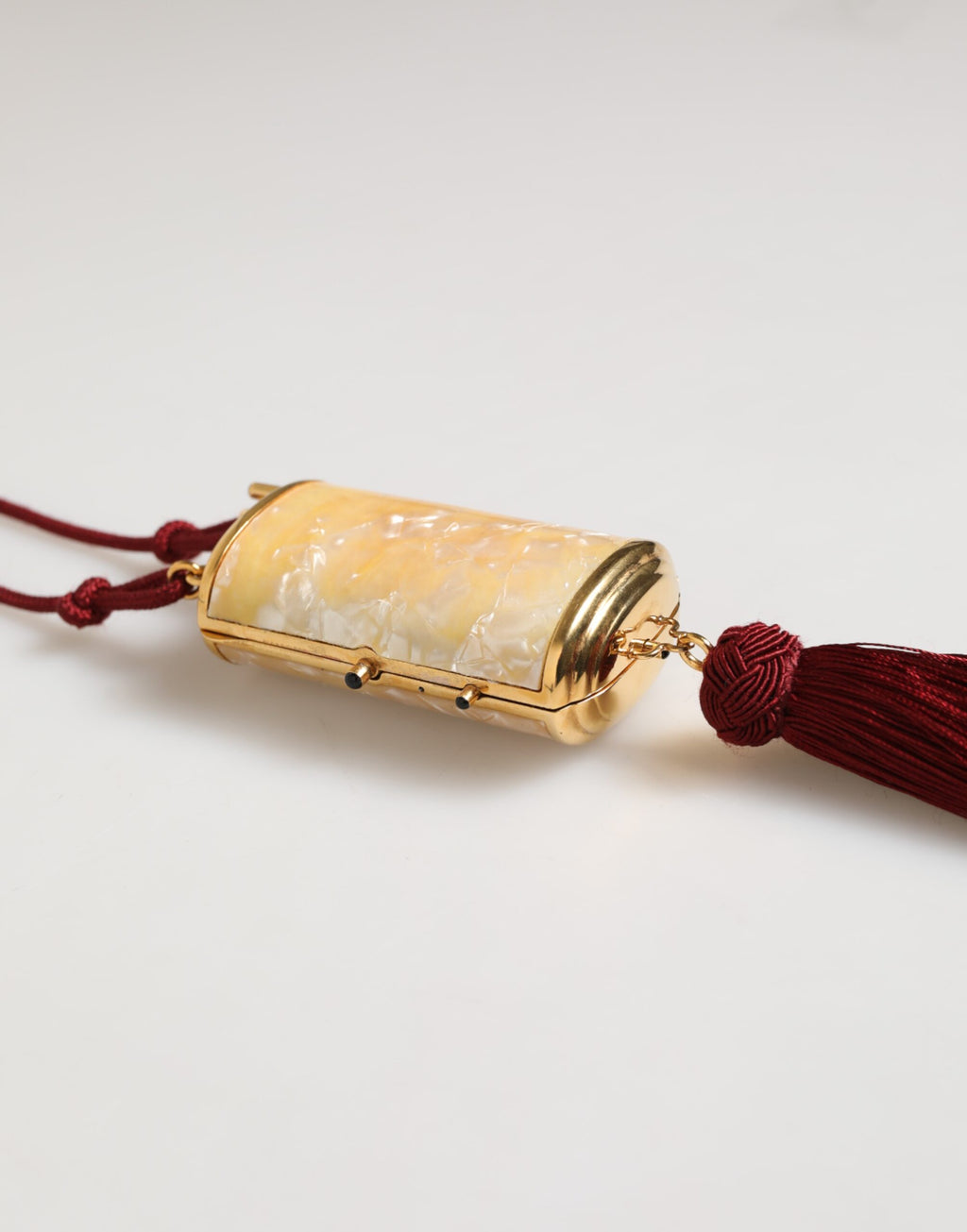 Borsa/Ciondolo Dolce & Gabbana Mini Borsa a Tracolla in Resina Bianca e Metallo Dorato
