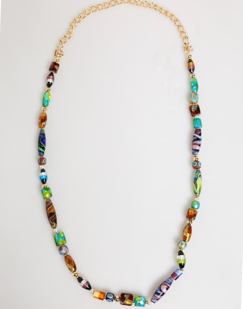 Collana da donna Dolce & Gabbana in ottone con perle di vetro di Murano multicolore