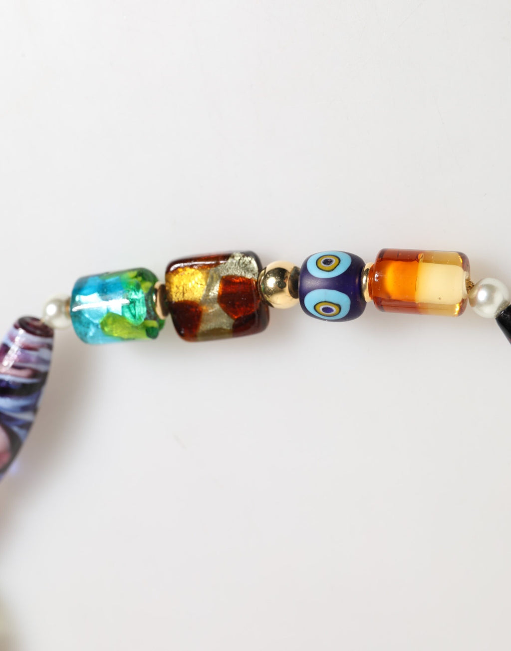 Collana da donna Dolce & Gabbana in ottone con perle di vetro di Murano multicolore