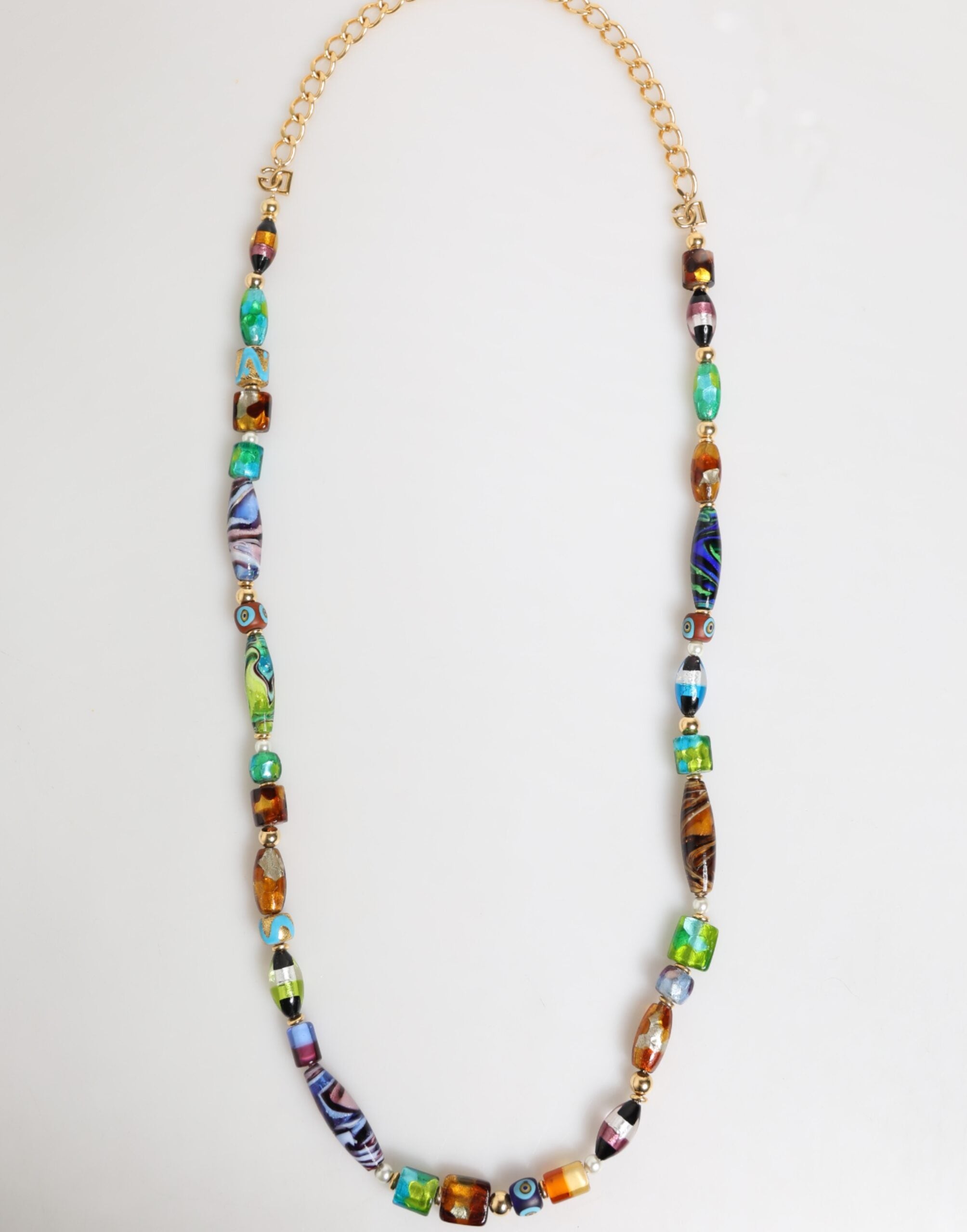 Collana da donna Dolce & Gabbana in ottone con perle di vetro di Murano multicolore