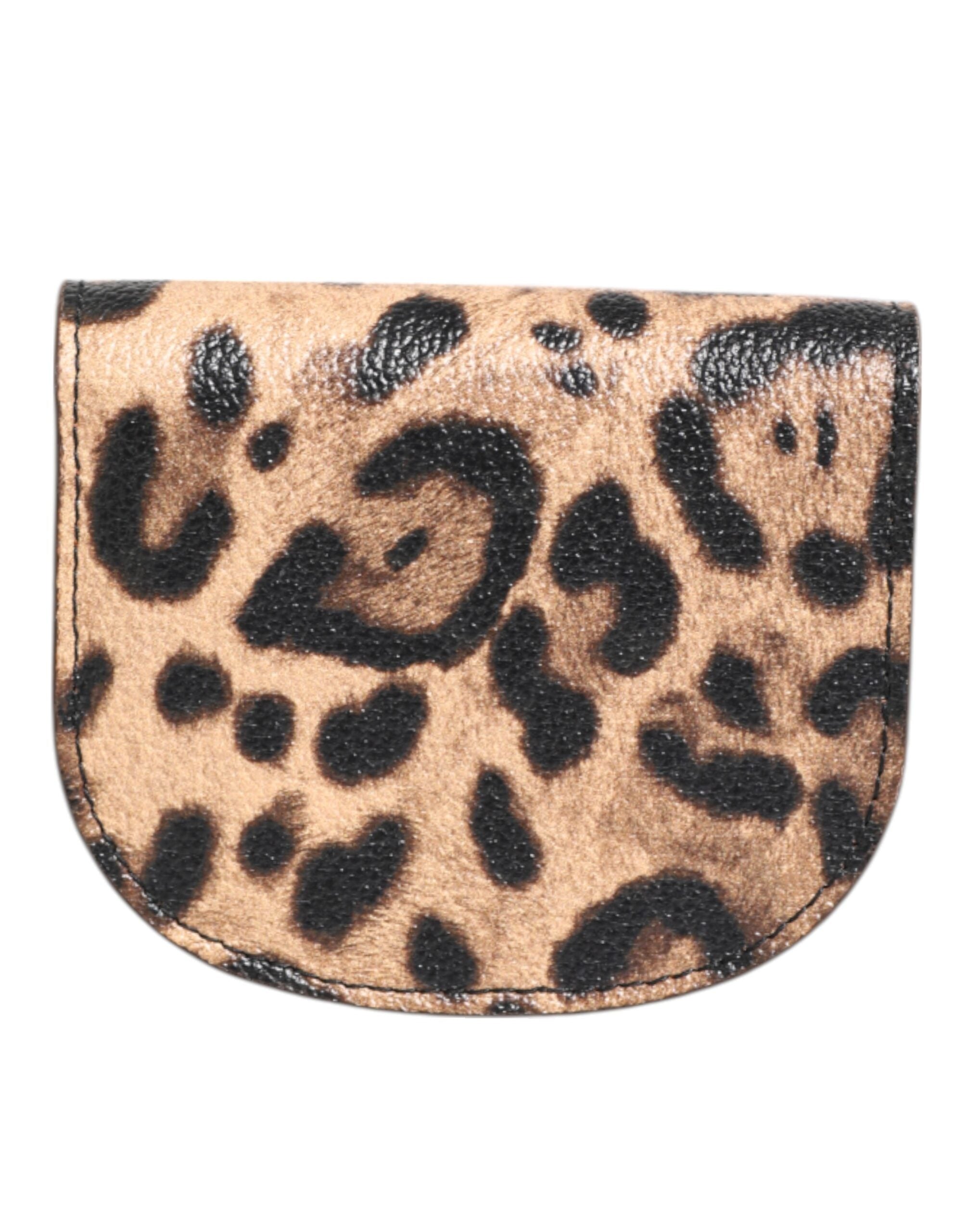Dolce & Gabbana Portamonete piccolo in pelle di vitello stampa leopardo marrone
