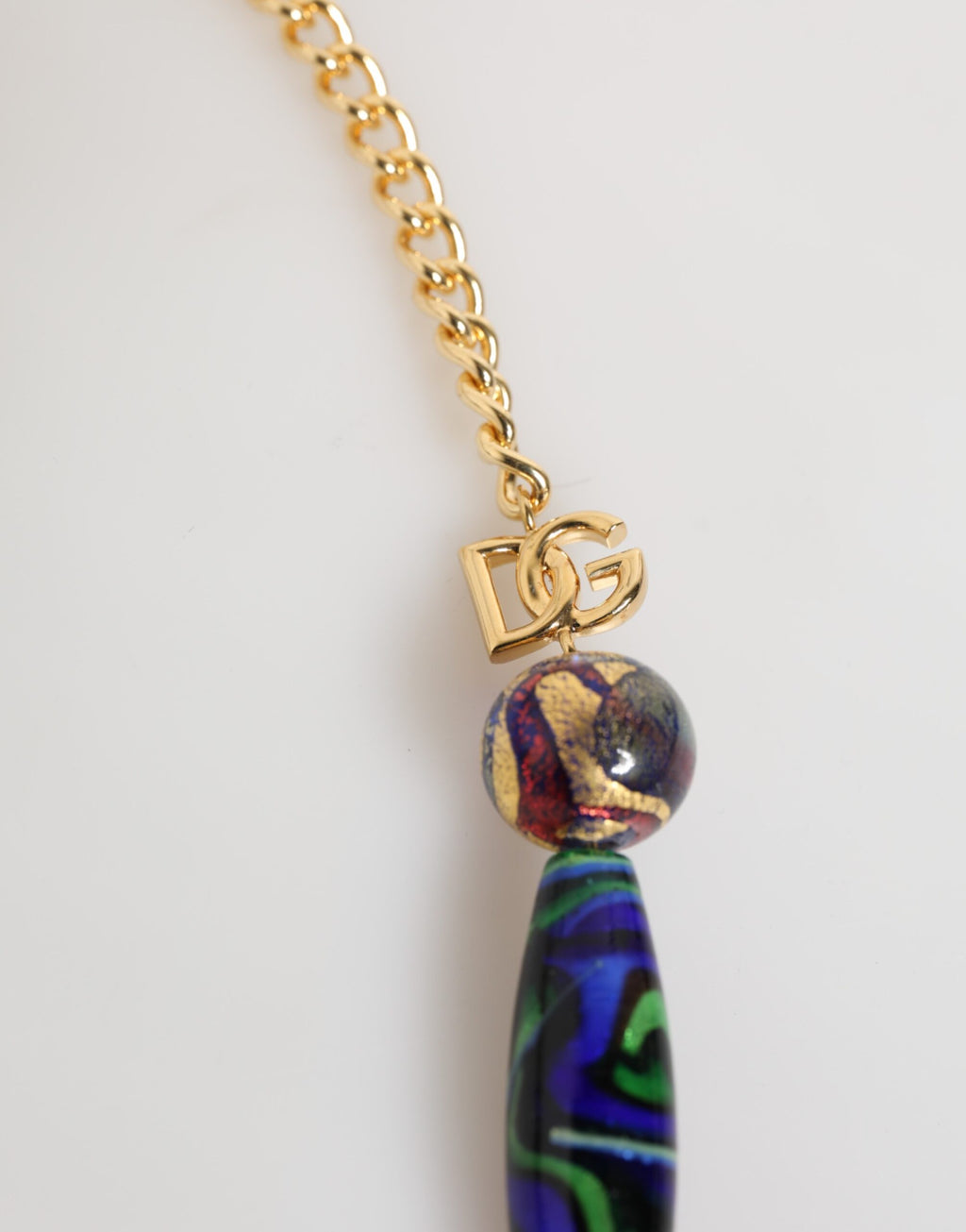 Dolce & Gabbana Collana in Ottone Dorato con Perle di Vetro di Murano Multicolori