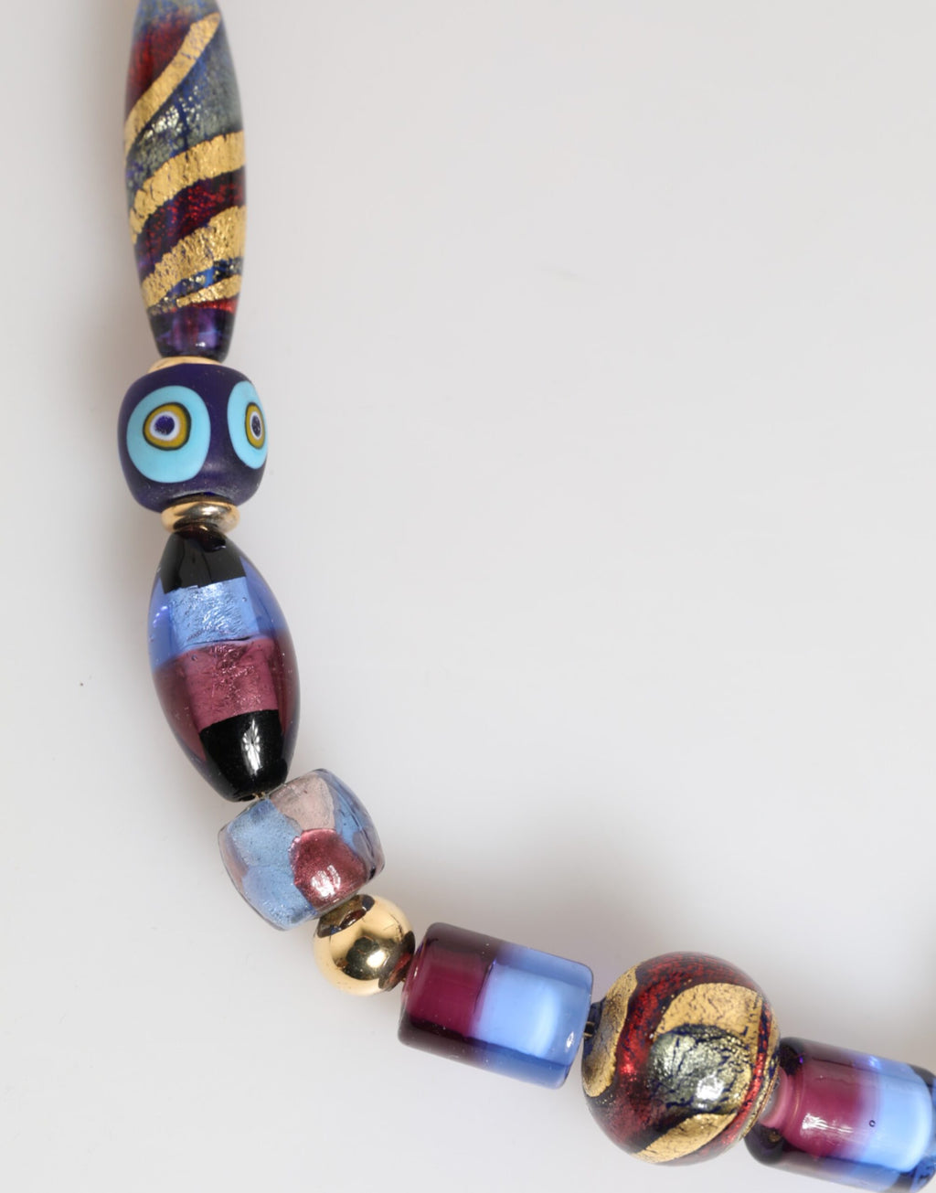 Dolce & Gabbana Collana in Ottone Dorato con Perle di Vetro di Murano Multicolori
