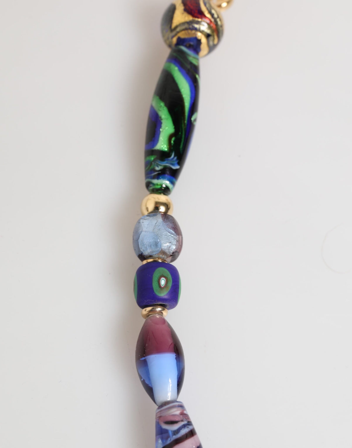 Dolce & Gabbana Collana in Ottone Dorato con Perle di Vetro di Murano Multicolori