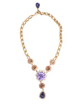 Collana con Pendente Floreale Dolce & Gabbana in Ottone Dorato, Cristalli e Perle Viola