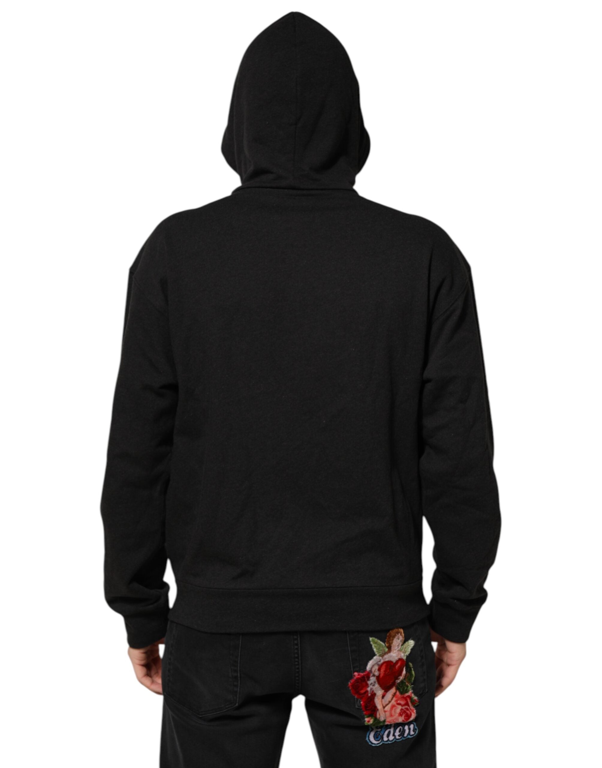 Felpa con cappuccio e zip intera Dolce & Gabbana nera con logo