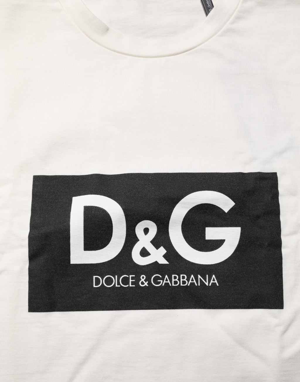 T-shirt da uomo girocollo in cotone bianco con stampa logo Dolce & Gabbana