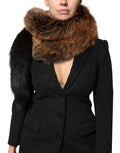 Sciarpa scaldacollo in cashmere con pelliccia di volpe rossa Dolce & Gabbana marrone