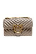 PINKO Borsa a Tracolla Mini Love One in Pelle Grigia