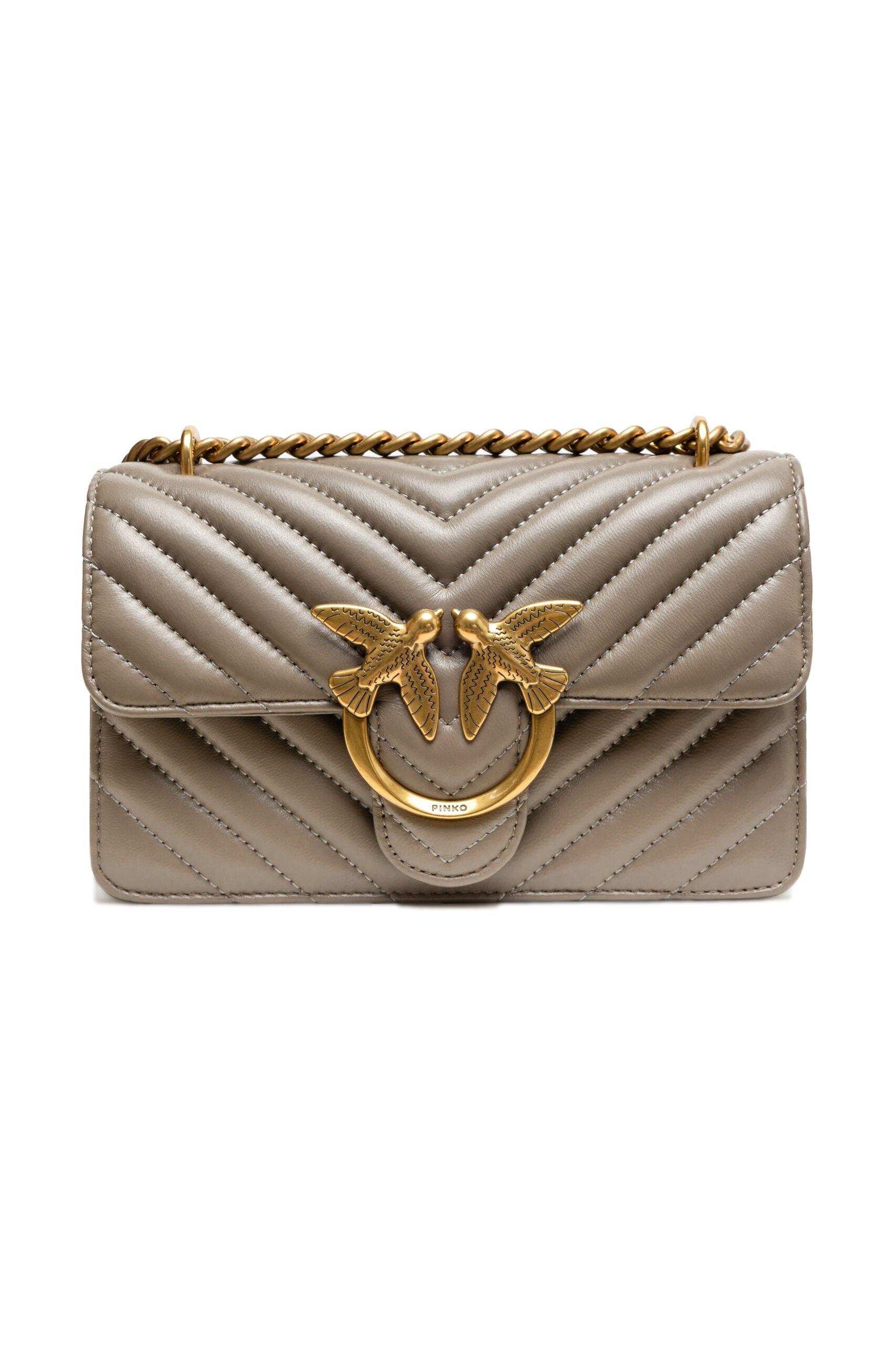 PINKO Borsa a Tracolla Mini Love One in Pelle Grigia