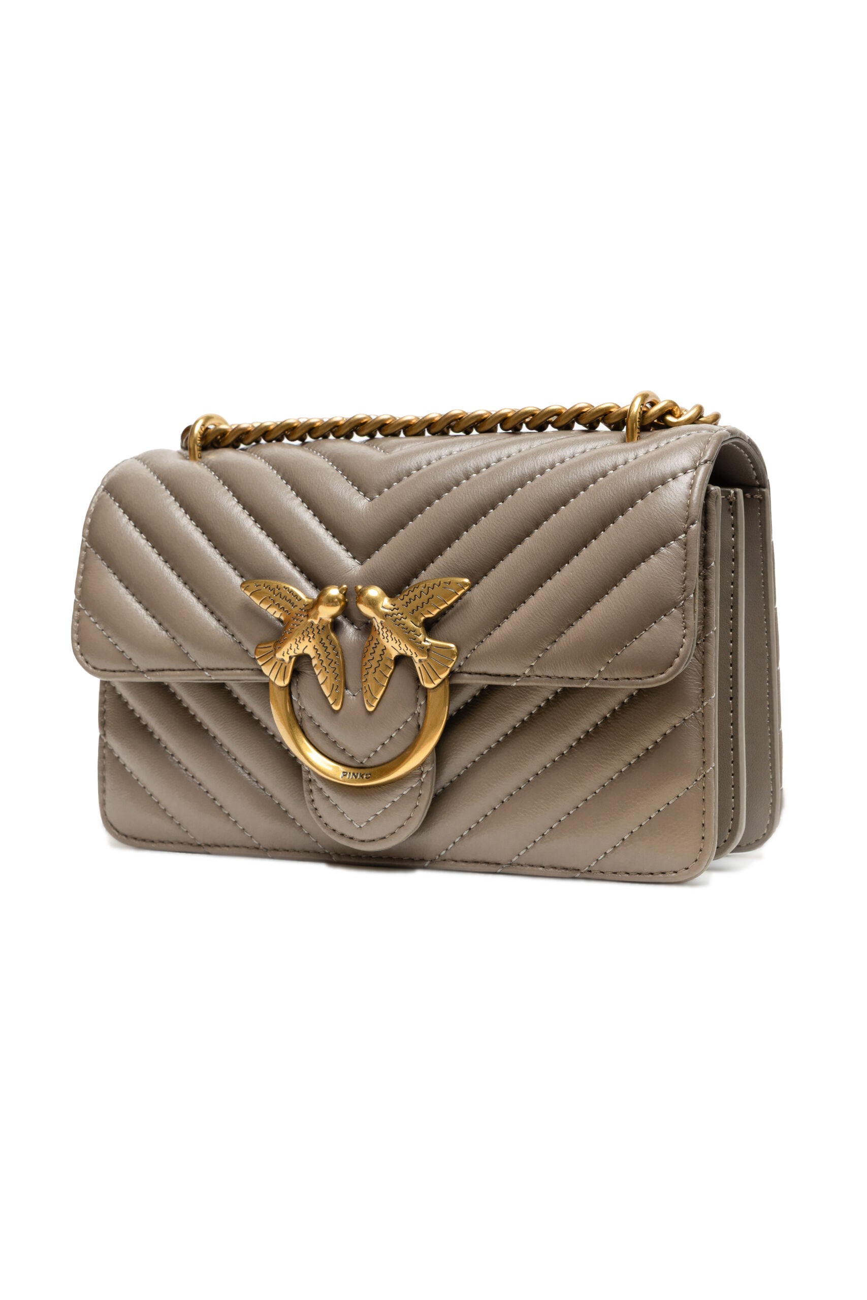 PINKO Borsa a Tracolla Mini Love One in Pelle Grigia