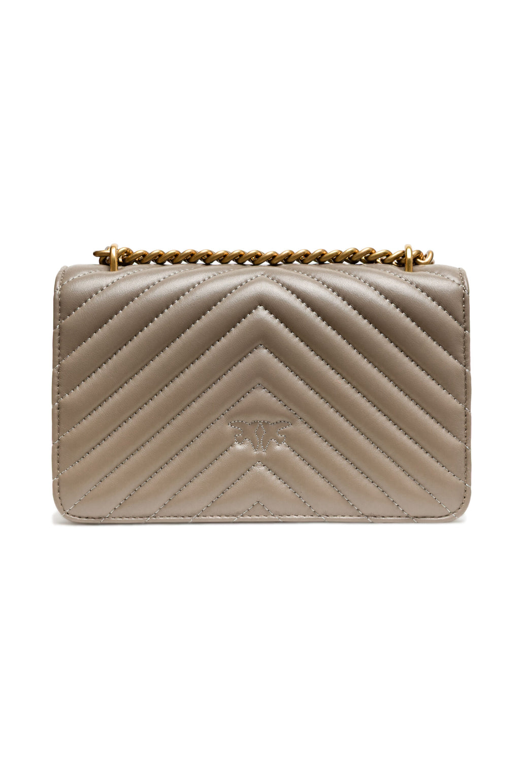 PINKO Borsa a Tracolla Mini Love One in Pelle Grigia