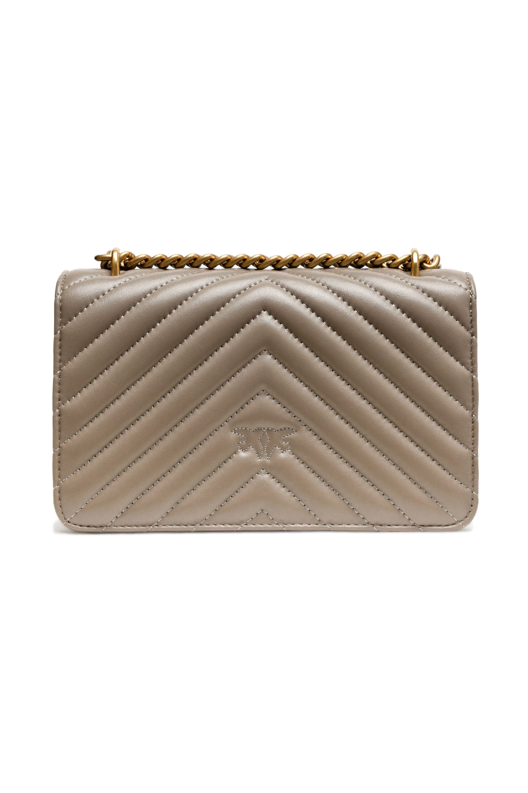 PINKO Borsa a Tracolla Mini Love One in Pelle Grigia