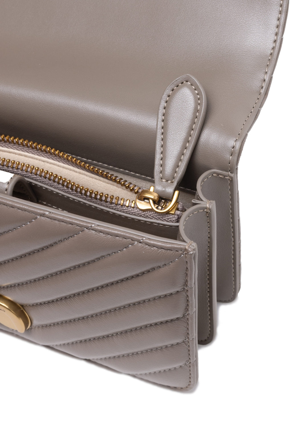 PINKO Borsa a Tracolla Mini Love One in Pelle Grigia