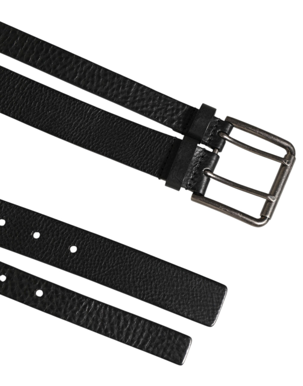 Cintura Dolce & Gabbana Nera in Pelle con Doppia Fibbia Argento