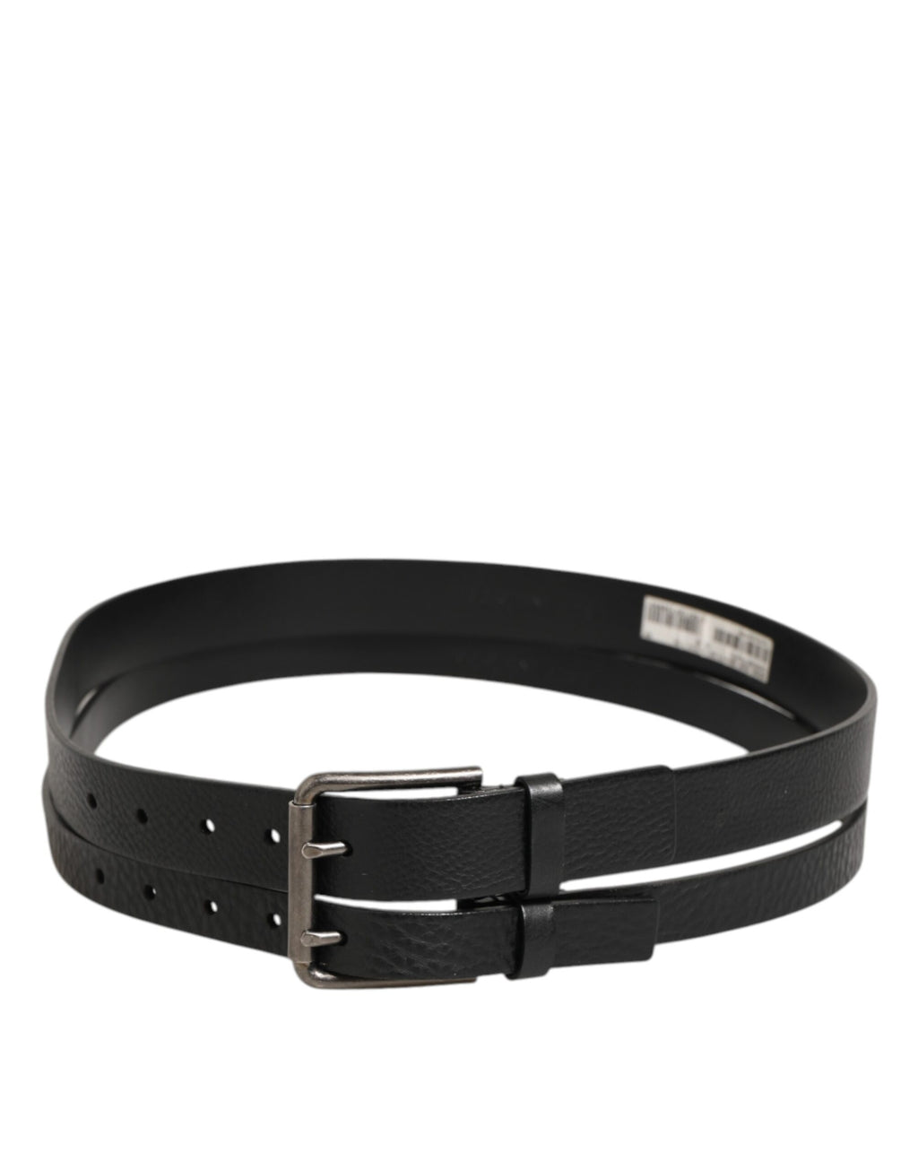 Cintura Dolce & Gabbana Nera in Pelle con Doppia Fibbia Argento